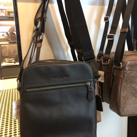 COACH F68014 HOUSTON SMOOTH LEATHER FLIGHT BAG BLK - Picture 12 of 17